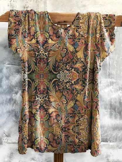 Women's Flowers Art Print Casual Cotton And Linen Shirt