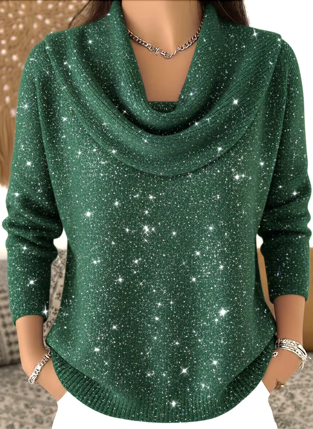 Women's Christmas Print Knit Pullover