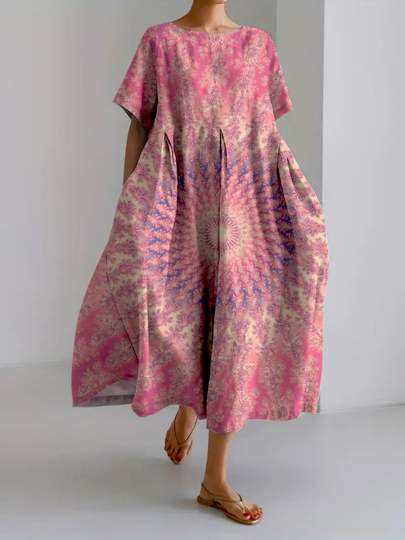 Women's Casual Retro Lotus Art Dress