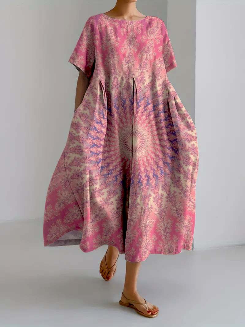 Women's Casual Retro Lotus Art Dress