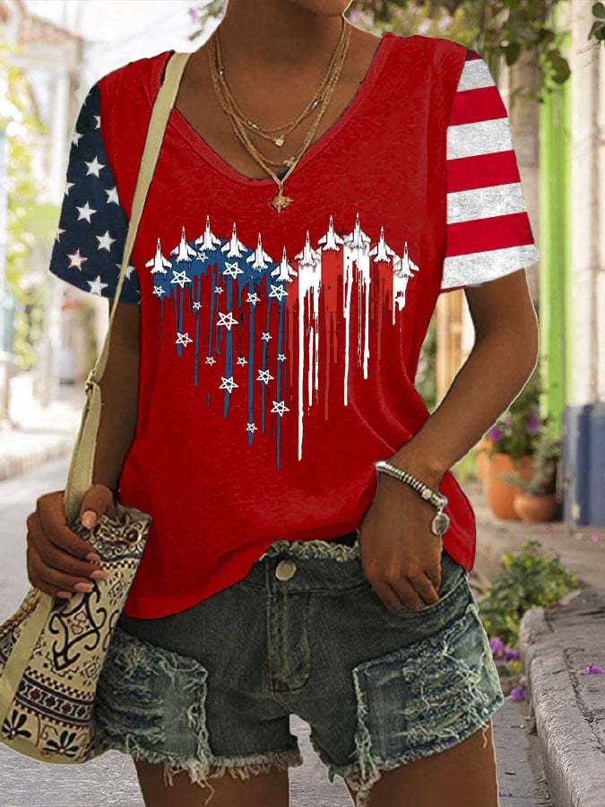 🔥Last Day 49% Off🔥Women's Flag Independence Day Printed Casual T-Shirt