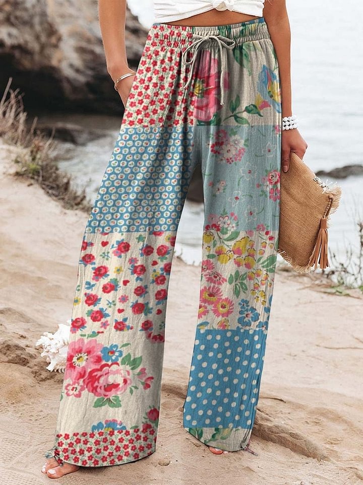 Vintage Bohemian Floral Cotton and Linen Peter Pan Ruffle Collar Shirt