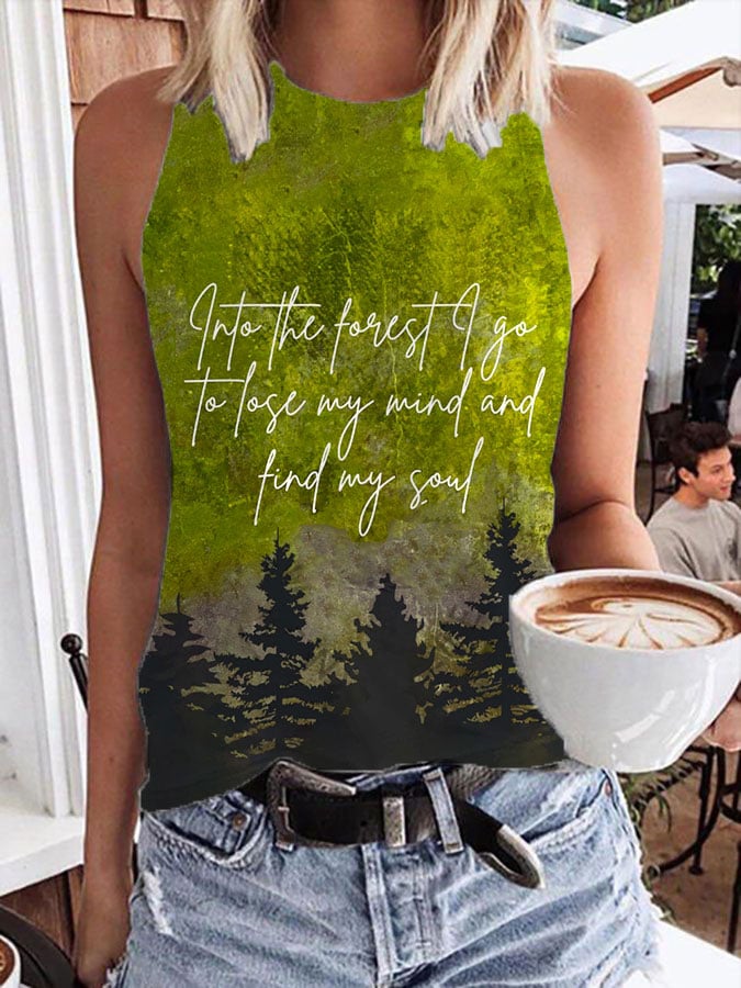 Women's National Park Print Crew Neck Tank Top