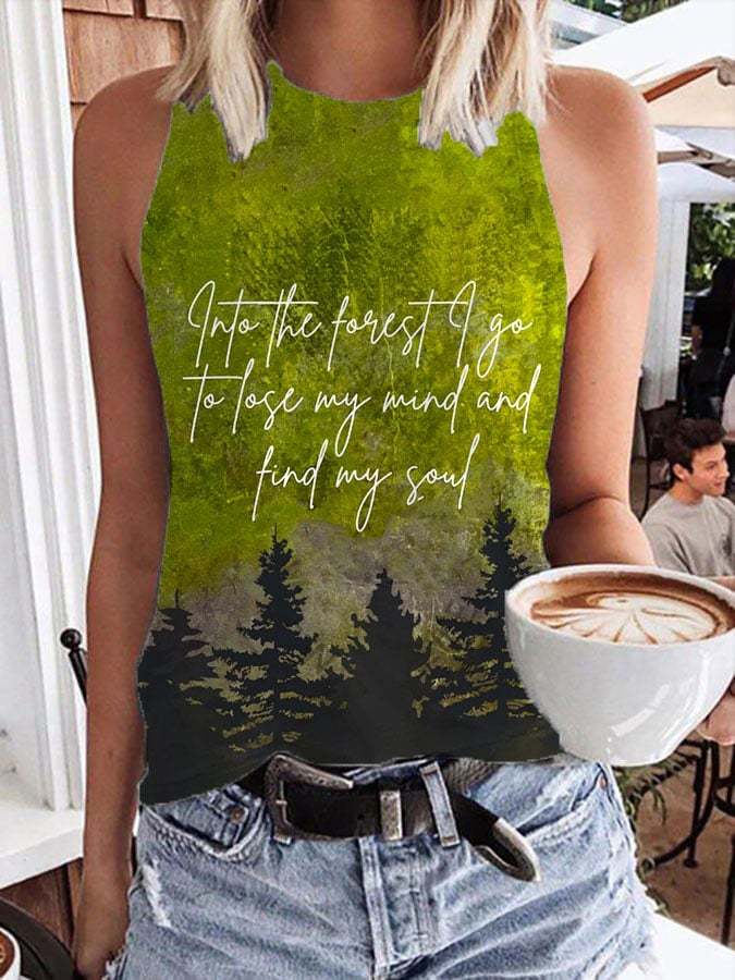Women's National Park Print Crew Neck Tank Top