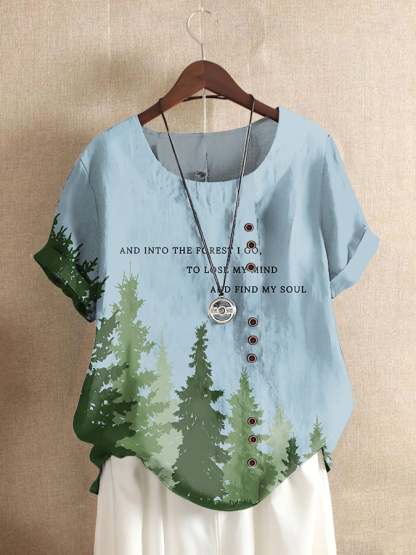 Women's National Park Printed Button-Down Casual Shirt
