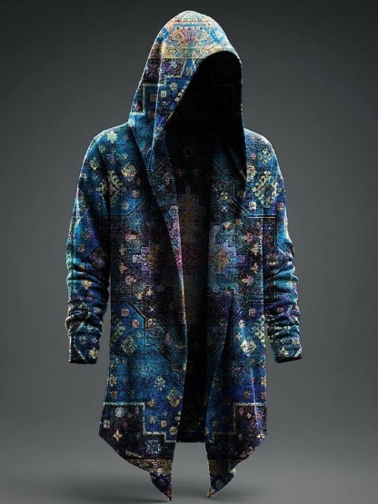 Vintage Abstract Art Prints Casual Hoodie Jacket