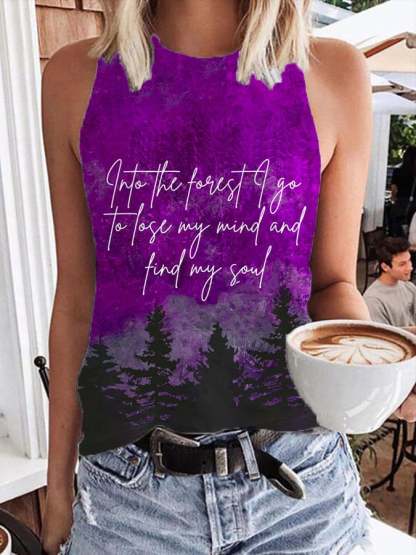 Women's National Park Print Crew Neck Tank Top