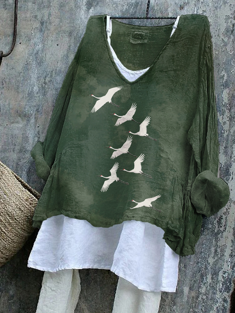 Cranes Art Print Cozy Flowy Tunic