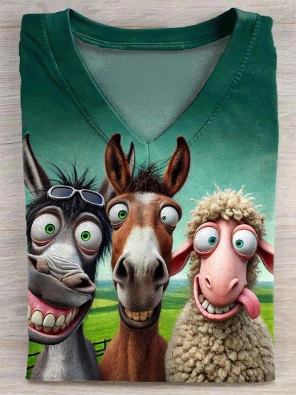 Best Friend Funny Animal Art Print Casaul Short Sleeve T-shirt