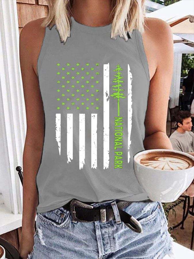 Women's National Park Print Crew Neck Tank Top
