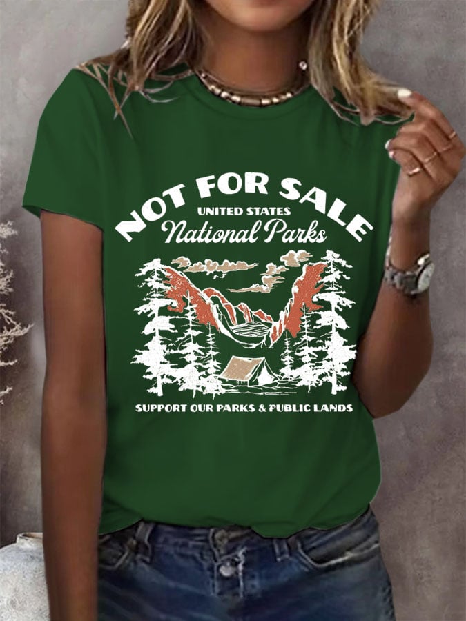 Women's Support National Parks Print Round Neck T-Shirt