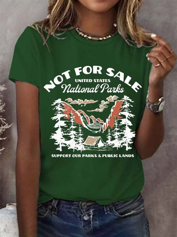 Women's Support National Parks Print Round Neck T-Shirt