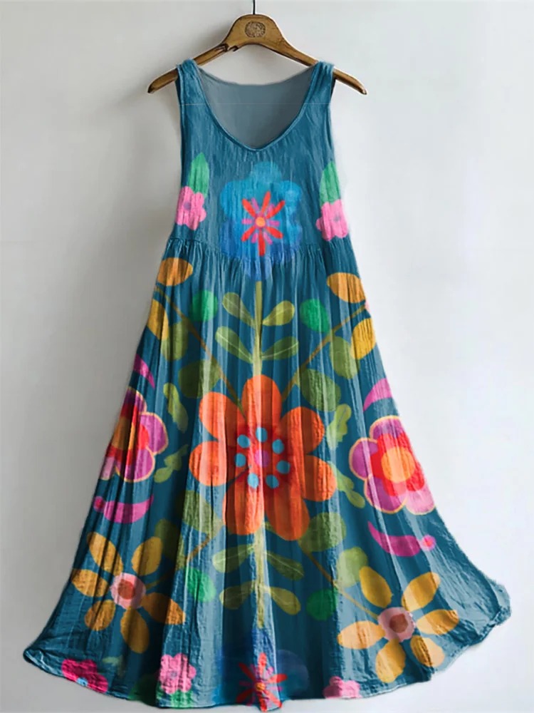 Women's Bohemian Floral Art Print V-neck Casual T-Shirt