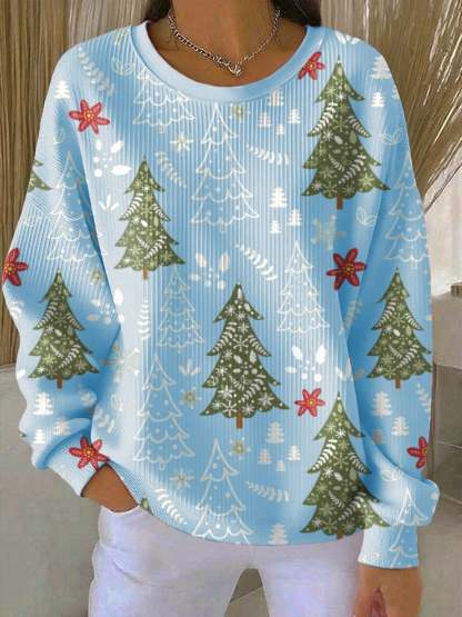 Women's Casual Leopard Print Santa Claus Sweatshirt