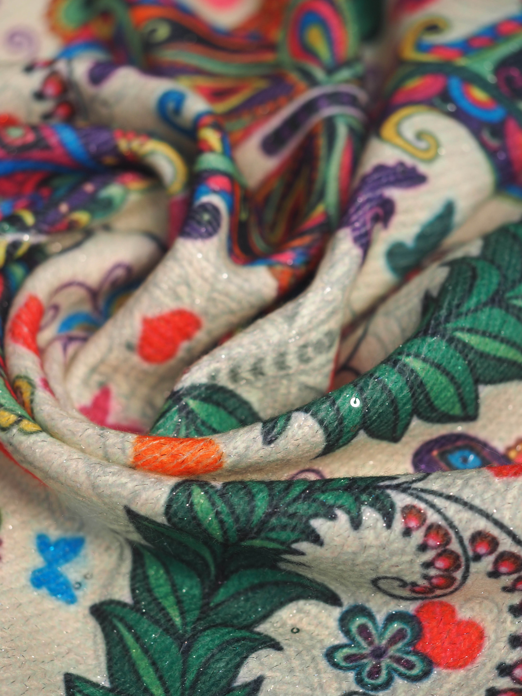 Butterfly Sequins Print Knit Pullover Sweater