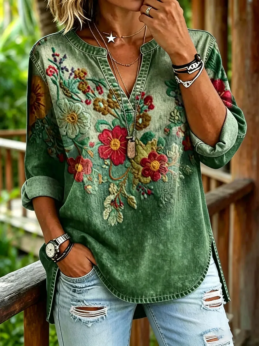 Women'S Casual Floral Print Top