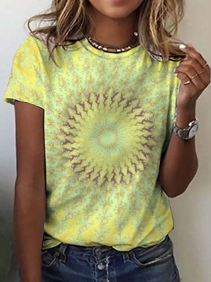 Women's Casual Retro Lotus T-Shirt