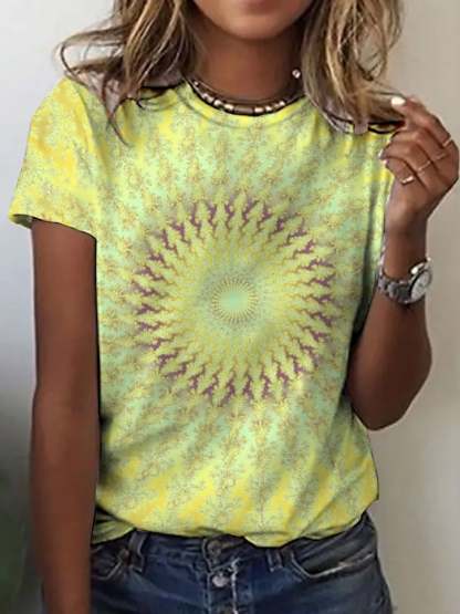 Women's Casual Retro Lotus T-Shirt