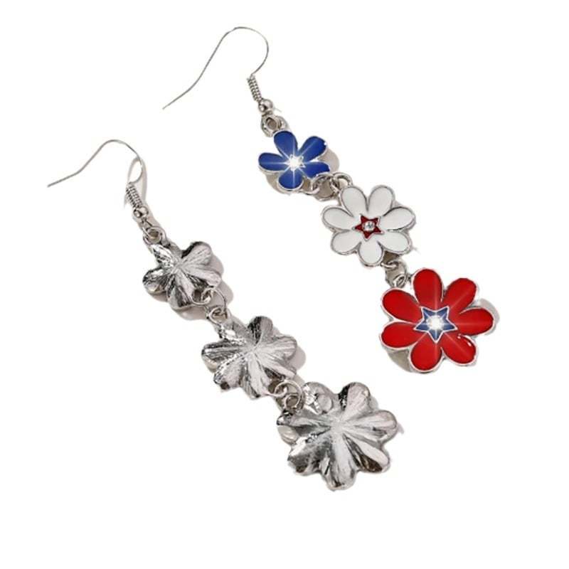 New American Independence Day Multi-Colored Flower Oil Drip Earrings Women's Fashion Creative earrings