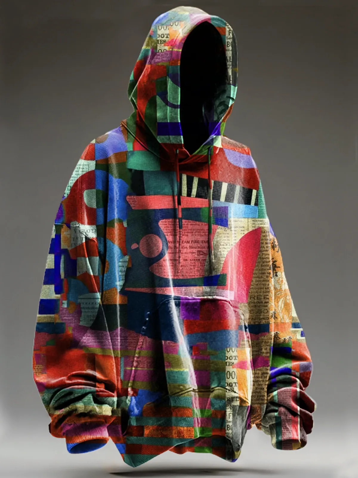 Retro Multicolor Fantasy Abstract Letter Art Print Casual Hoodie Sweat
