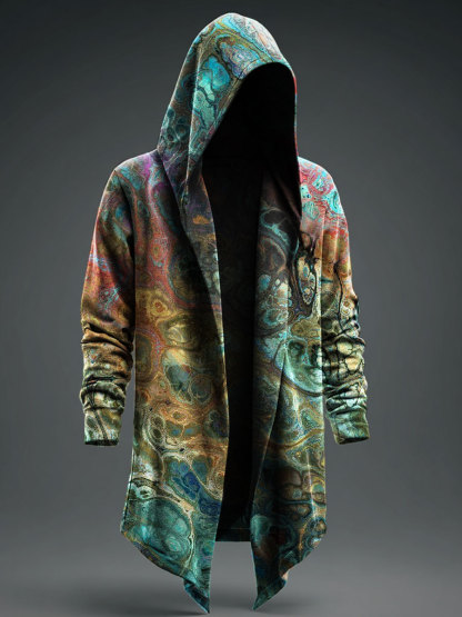 Vintage Abstract Art Prints Casual Hoodie Jacket