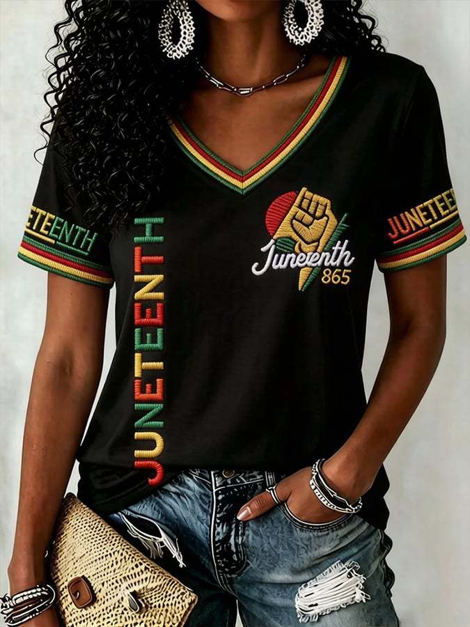 Women's Juneteenth Short-Sleeve Printed T-Shirt