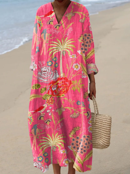 Women's Vintage Flowers Art Print Dress