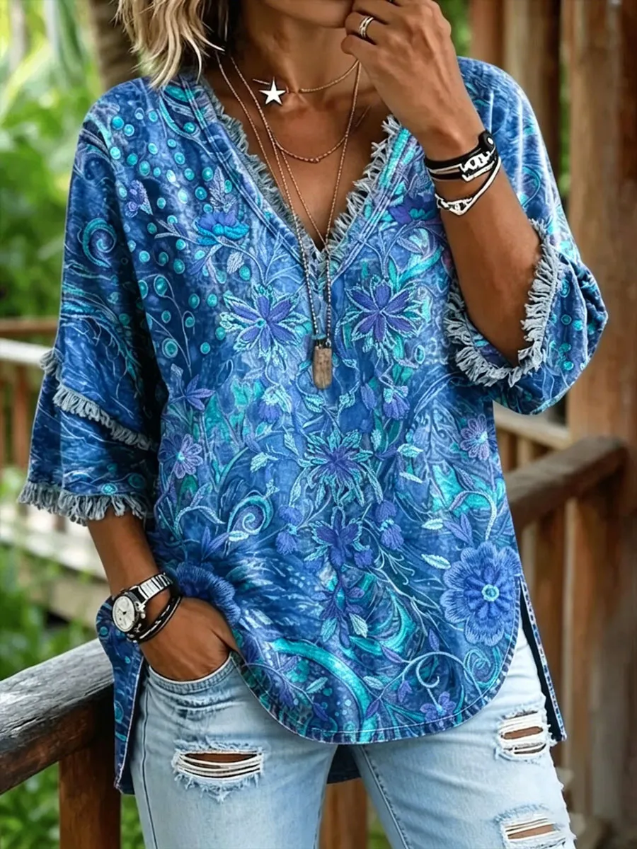 Women'S Casual Floral Print Top