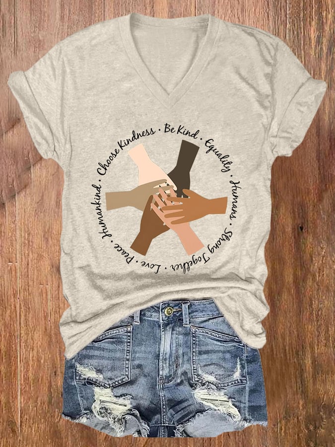 Women's FDT “Unity Of Hands , Black Lives Matter” Print Casual T-Shirt