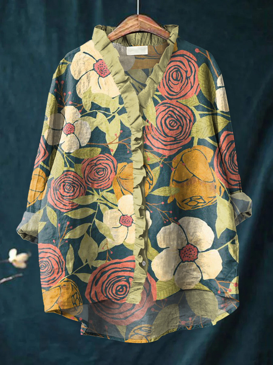 Women's Colorful Beautiful Big Flowers Flower Painting Art Print Casua