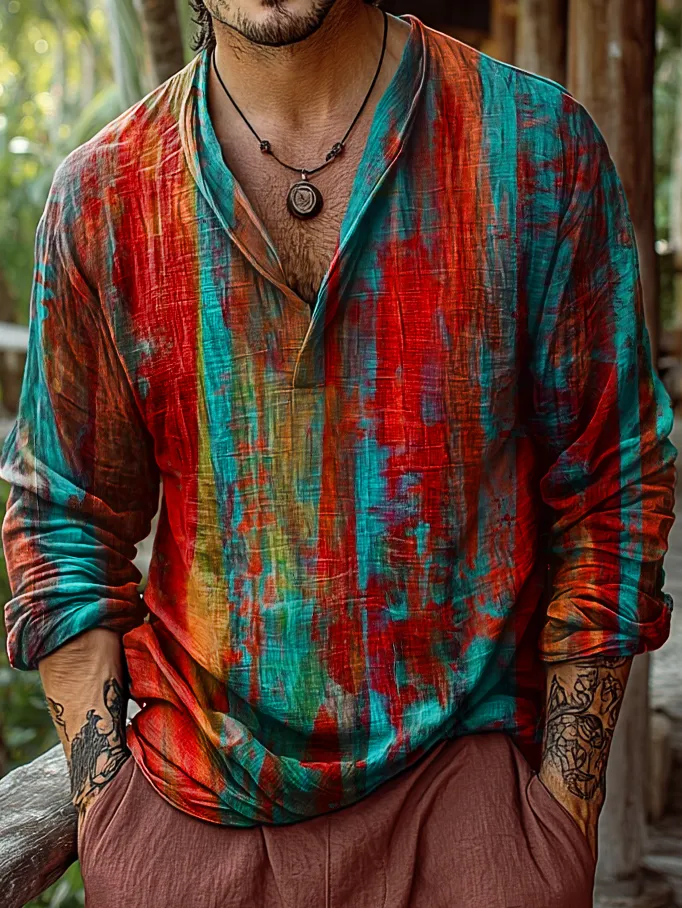 Men's Vintage Red And Blue Color Clash Abstract Patterns Art Prints Ca