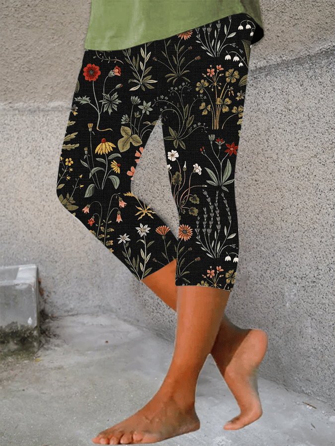 Women's Forest Floral Print Casual Leggings