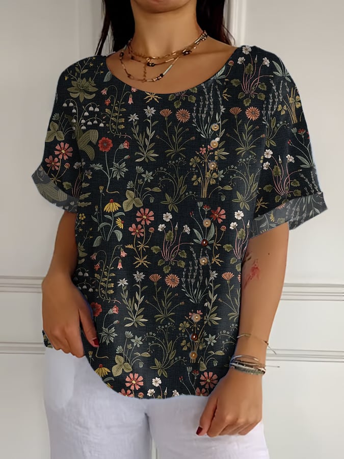 Women's Retro Protect Forest Animals Print Casual Shirt