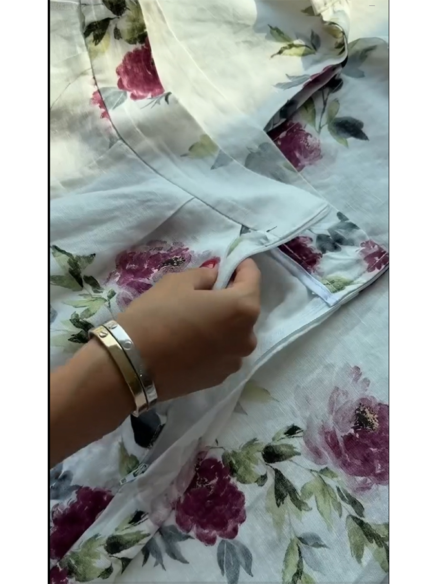 Women's Floral Print Cotton and Linen Shirt and Shorts Set