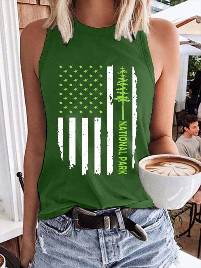 Women's National Park Print Crew Neck Tank Top