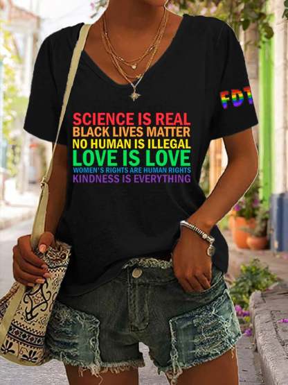 Women's LOVE IS LOVE WOMEN'S RIGHTS ARE HUMAN Print T-Shirt