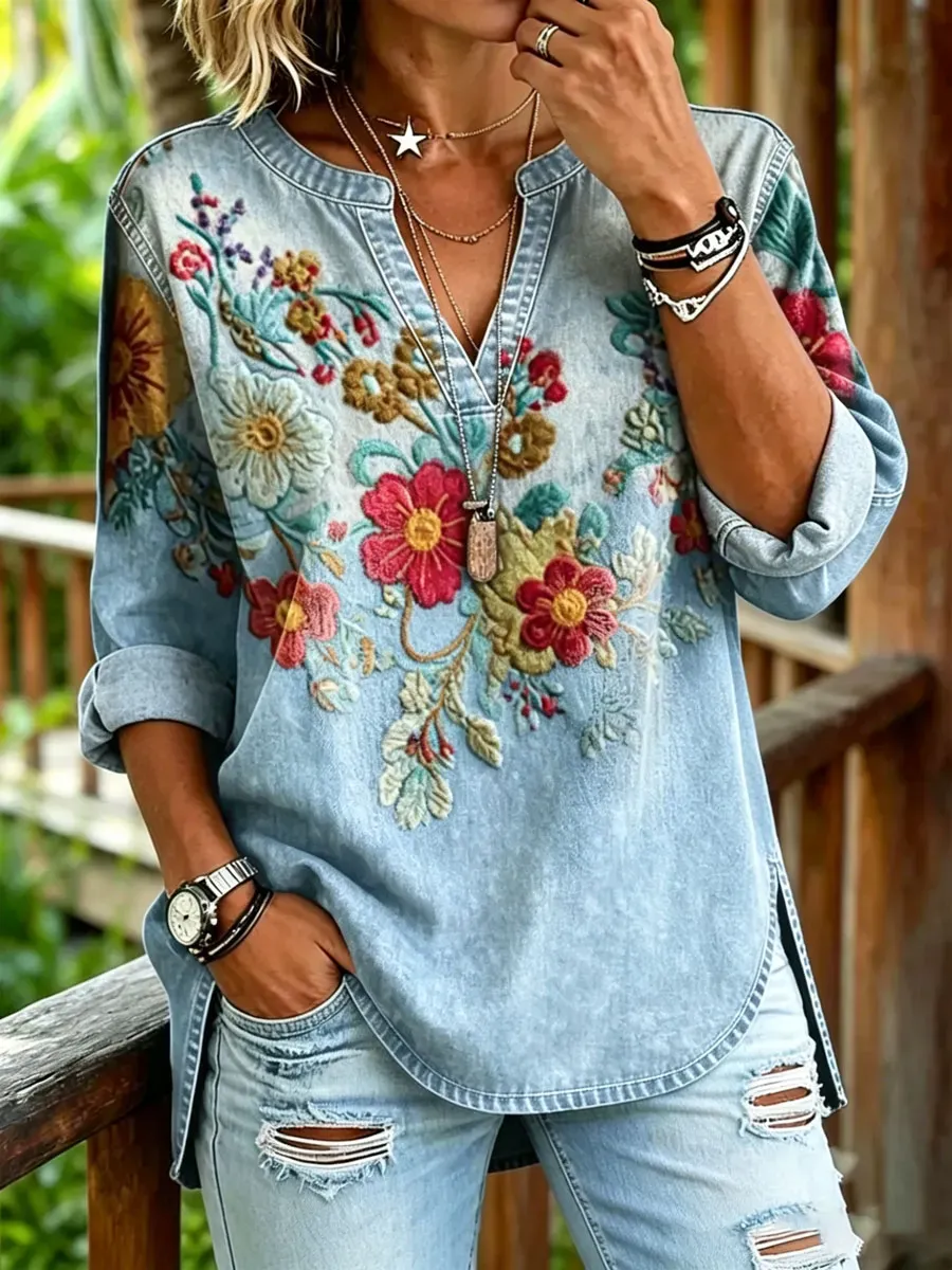 Women'S Casual Floral Print Top
