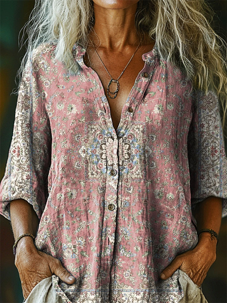 Women's Vintage Ethnic Style Tattoo Pattern Art Print Casual Cotton Li