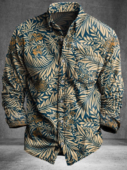 Vintage Abstract Texture Totem Art Print Cotton Long Sleeve Shirt