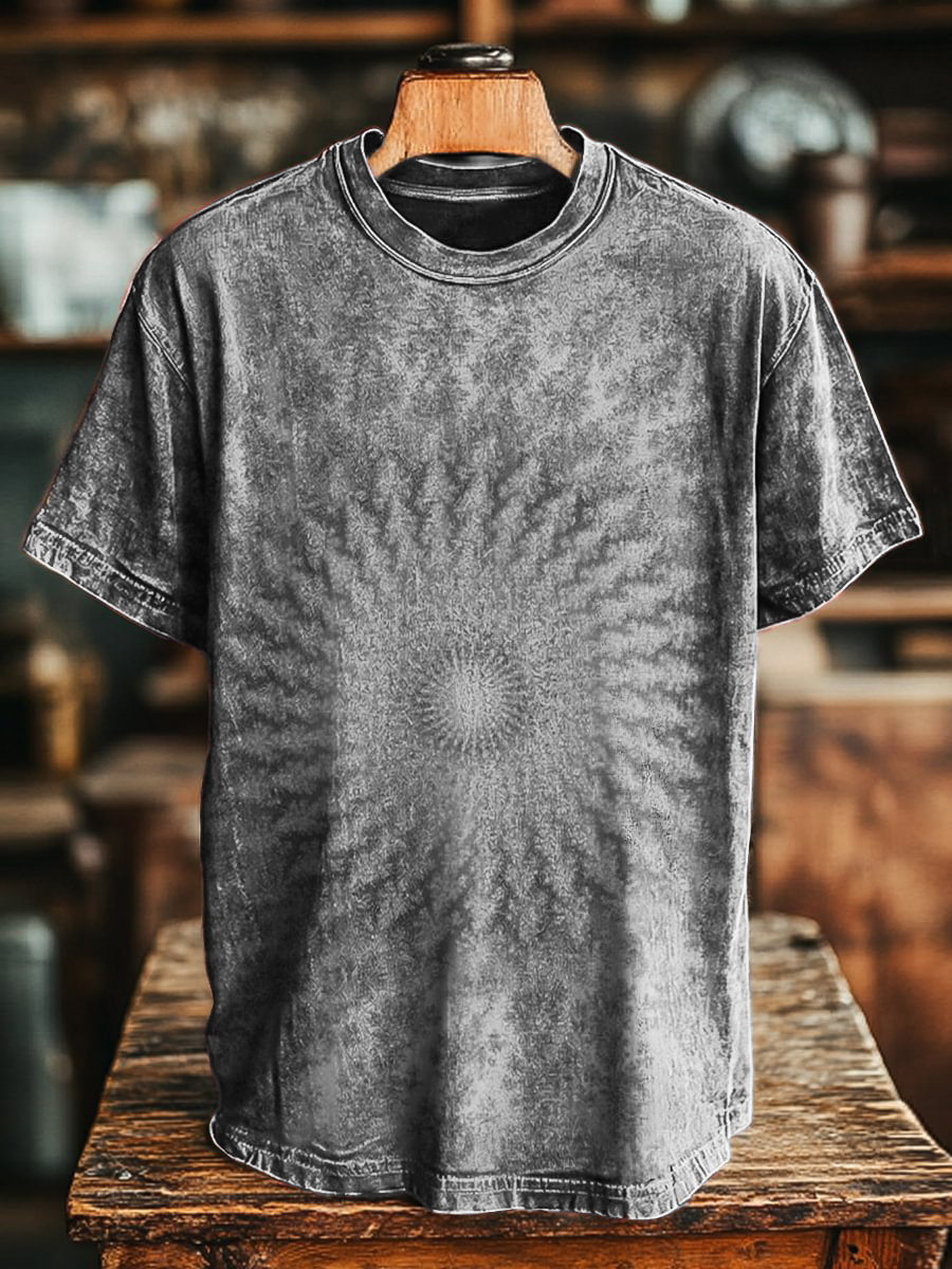 Unisex Retro Colorful Kaleidoscope Print Casual Loose Short Sleeve T-Shirt