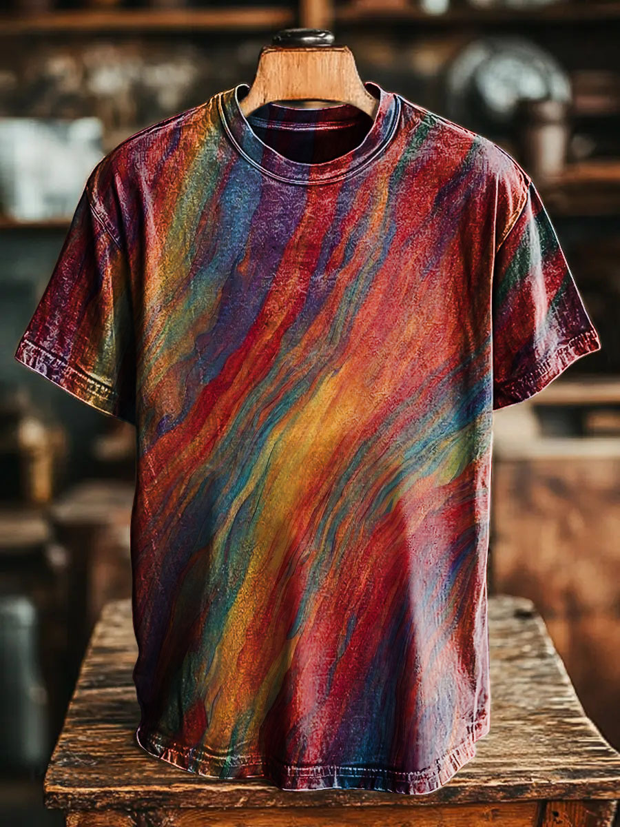 Vintage Paint Tie Dye Art Print Casual T-shirt For Women And Men
