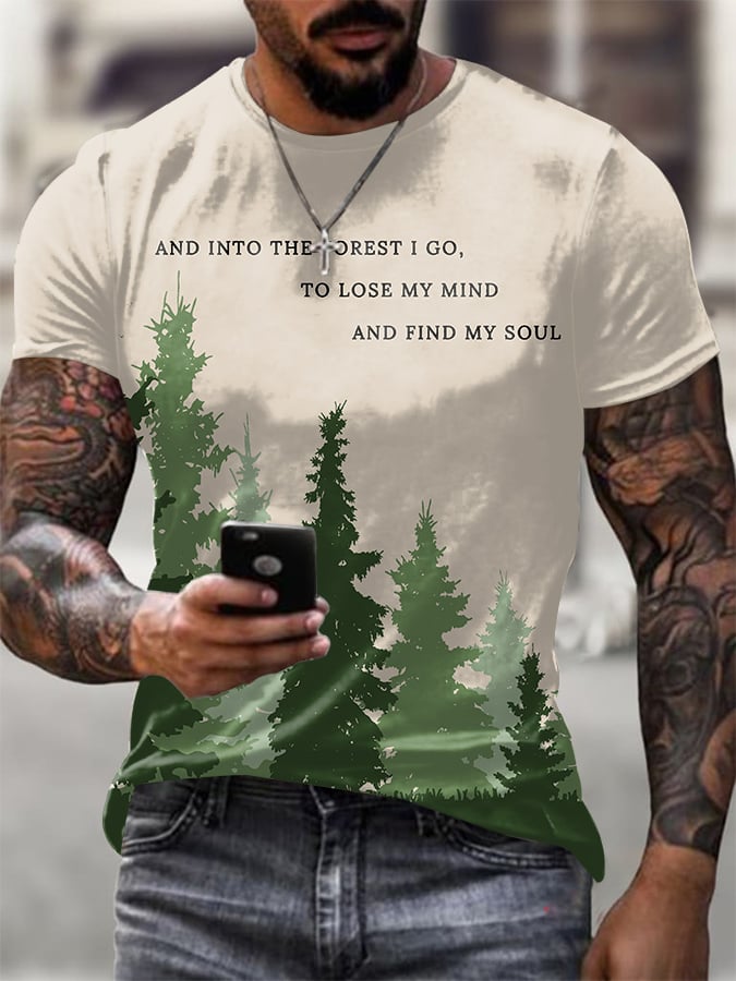 Men's National Park Conservation Printed Casual Crew Neck T-Shirt