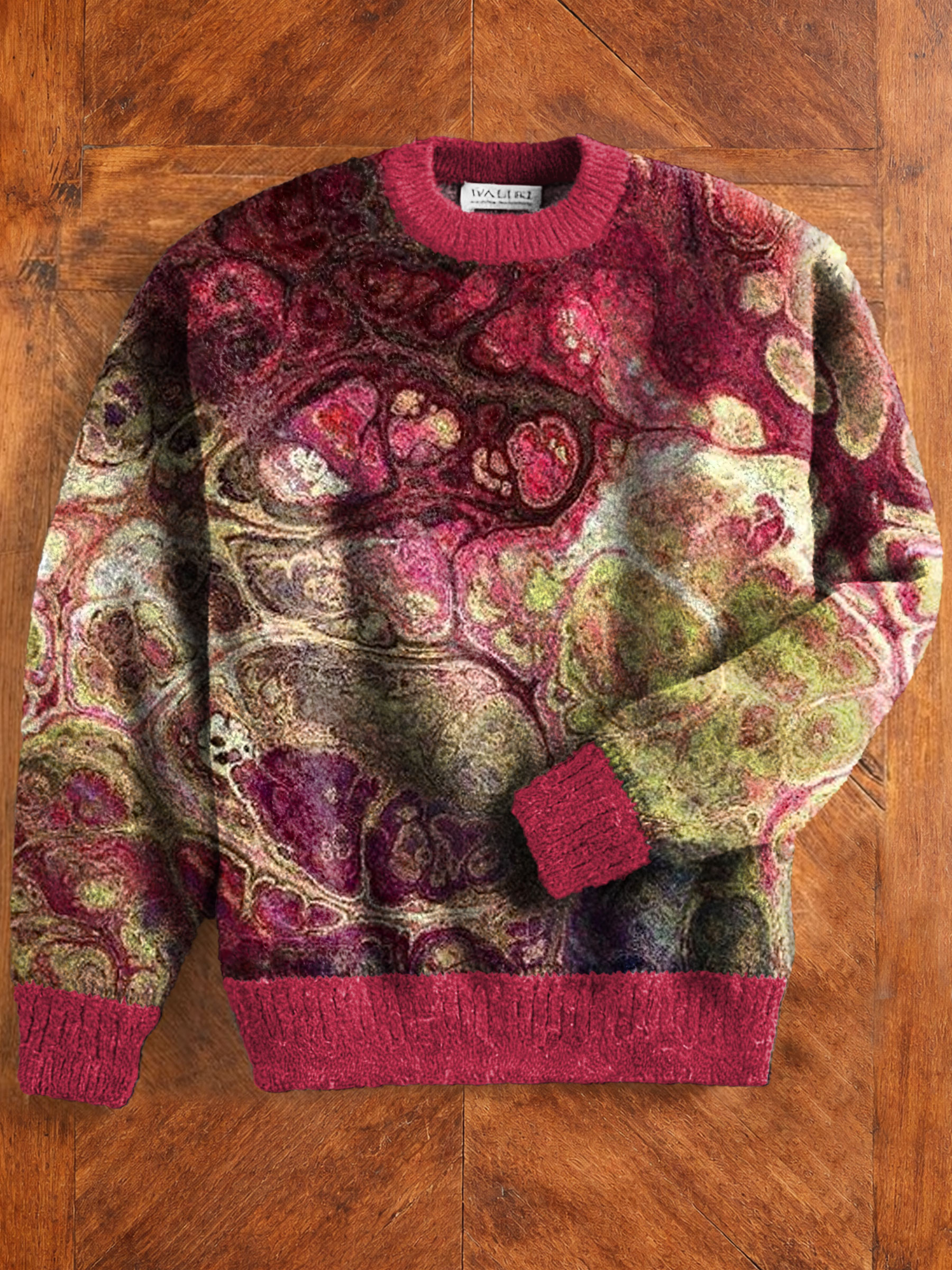 Vintage Abstrct Marble Art Print Long Sleeve Sweater