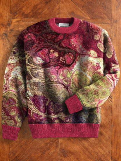 Vintage Abstrct Marble Art Print Long Sleeve Sweater