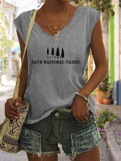 Women's Save The National Parks Print Sleeveless Tank Top
