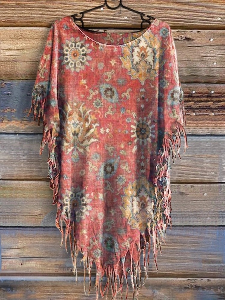 Women's Ethnic Style Print Casual Long Sleeve Comfortable Cotton Shirt