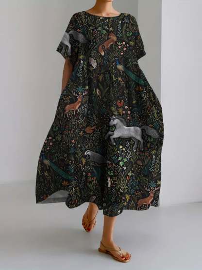 Women's Casual Forest Art Print Dress