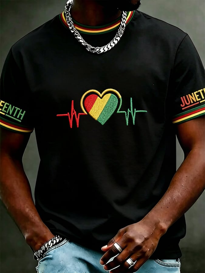 Men's Juneteenth Casual Printed Crew-Neck T-Shirt