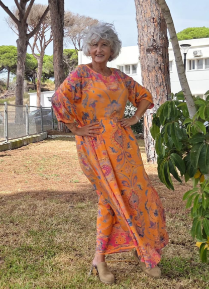 Women's Retro Ethnic Totem Printed Flowy Cotton Crew Neck Dress