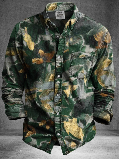 Vintage Abstract Totem Art Print 100% Cotton Long Sleeve Shirt